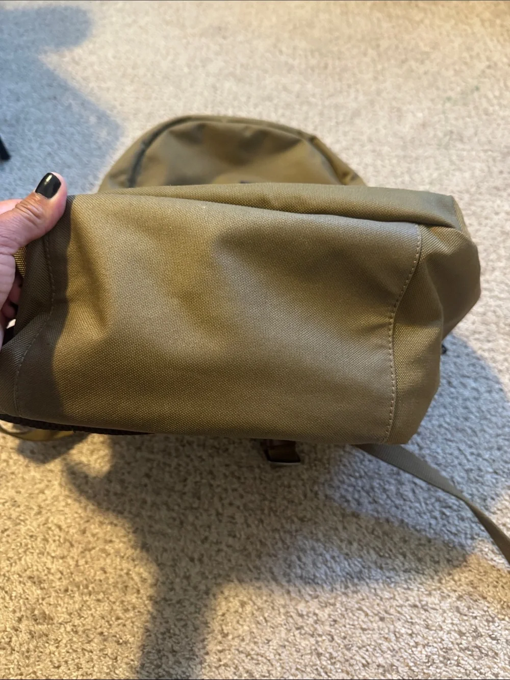Faherty Olive Brown Backpack with Patch Logo
